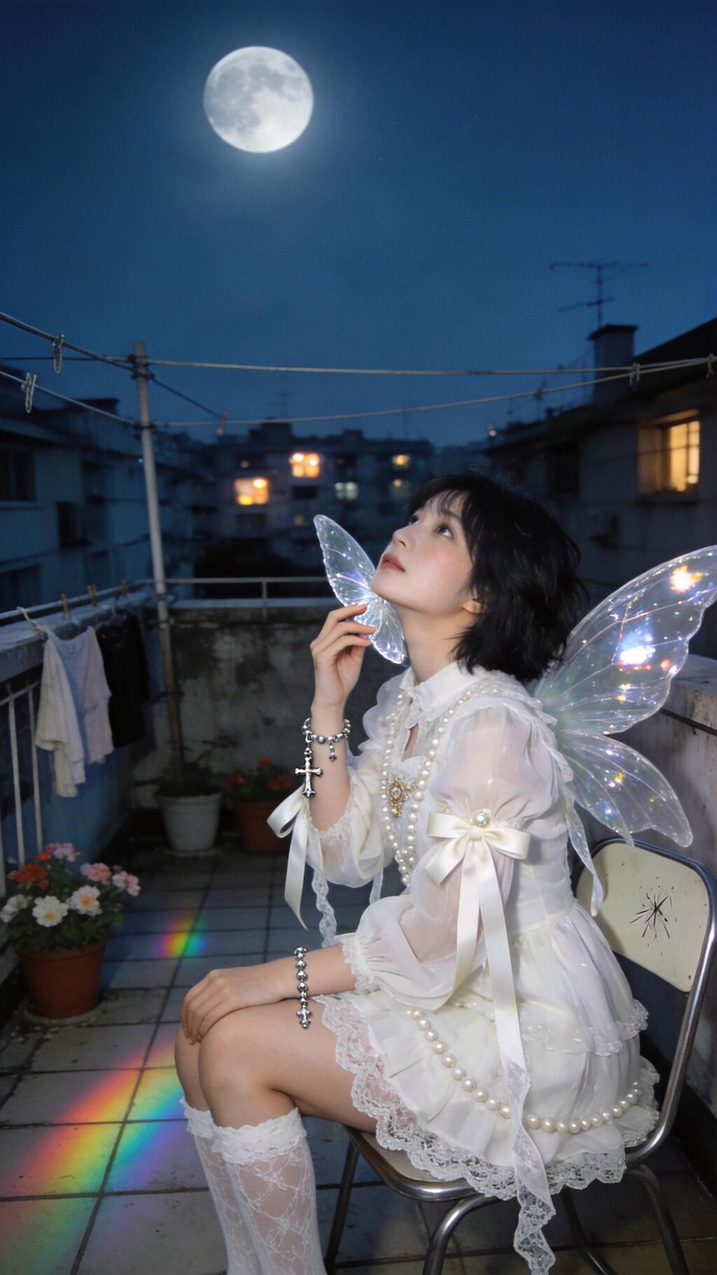 Moonlight Wings Above the City