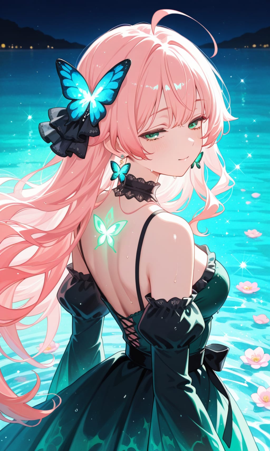 水面の花は静かに佇む