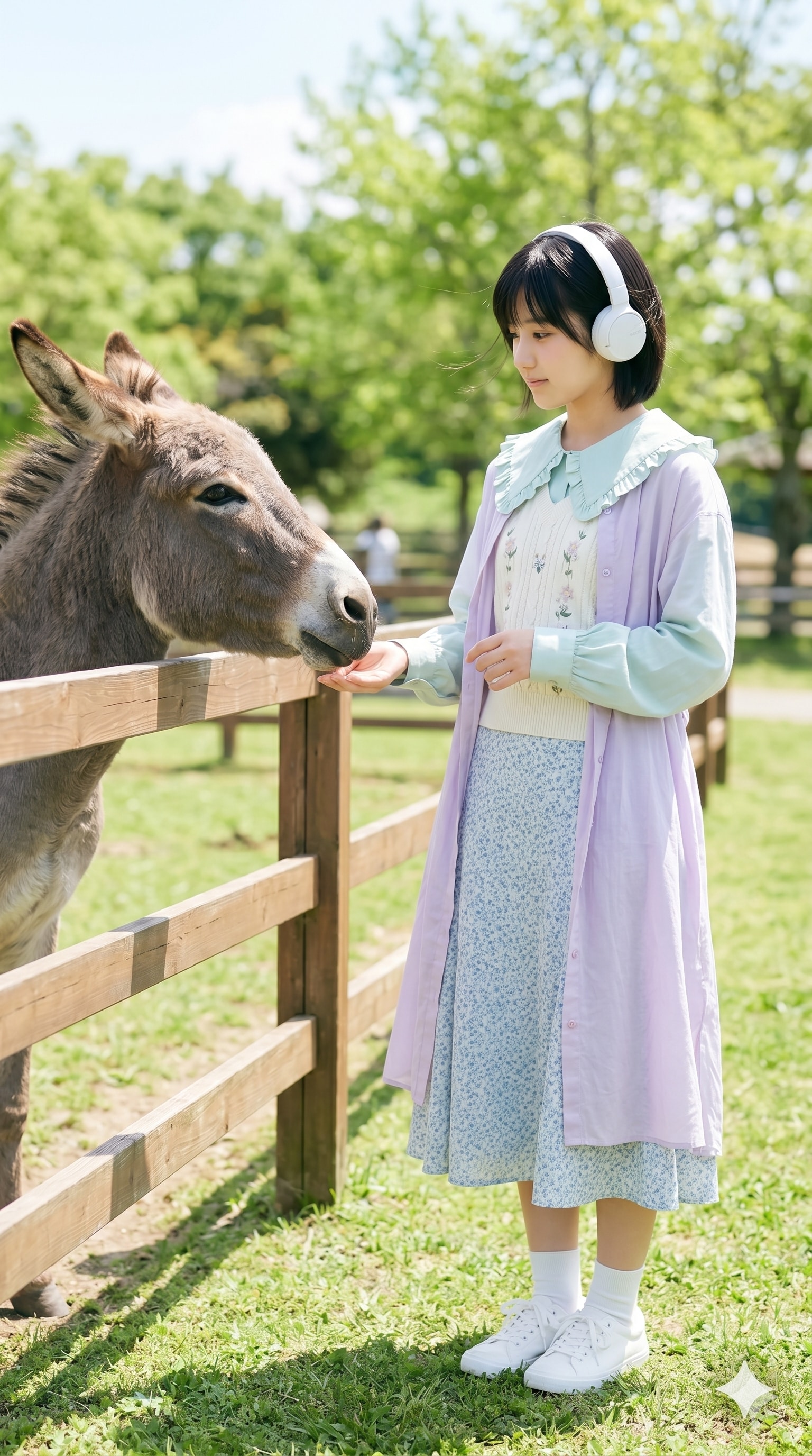 普通の美少女　ふれあい動物園・ロバ