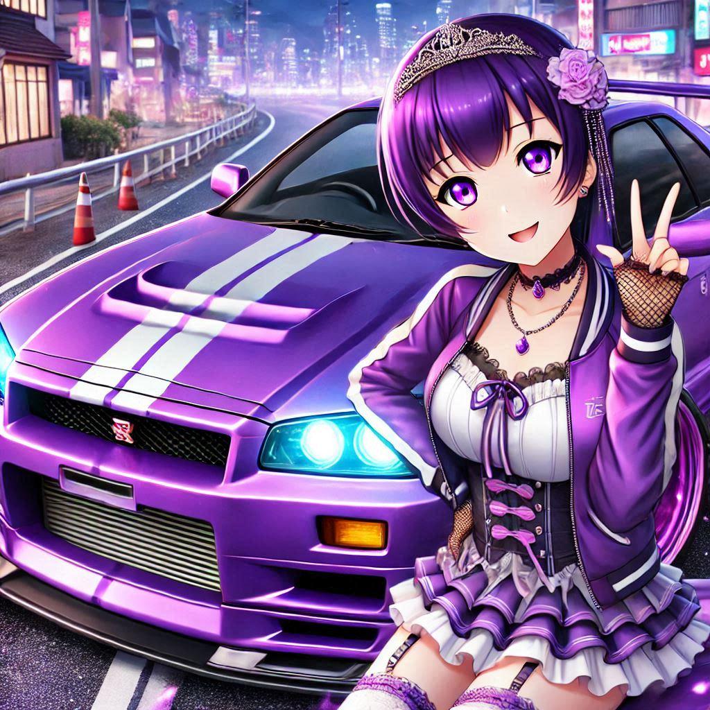 ラブライブキャラとパープルカラーR34GT-R | の人気AIイラスト・グラビア