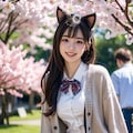 春！桜！JK猫耳・制服コスプレ　AI美女アダルト写真 7枚目