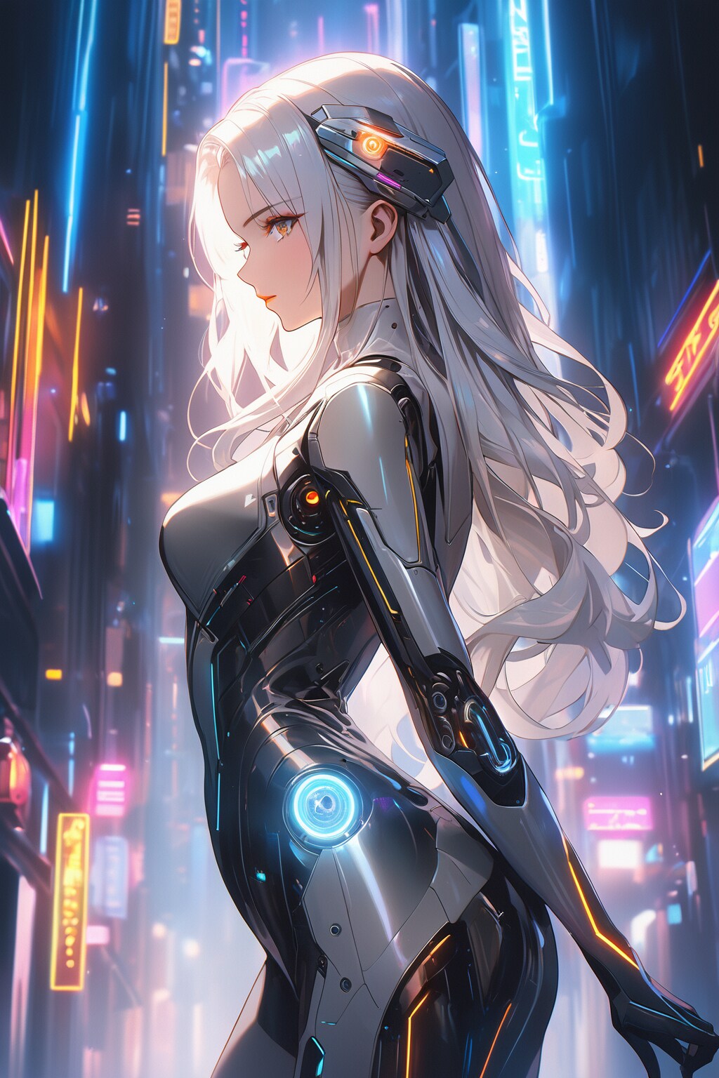 銀髪のサイボーグ淑女 | の人気AIイラスト・グラビア