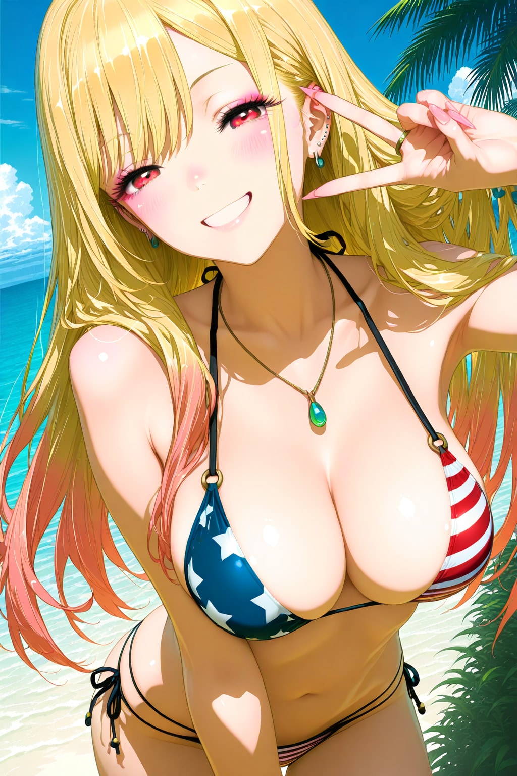 🇺🇸独立記念日で星条旗ビキニ海夢ちゃん🇺🇸👙❤️