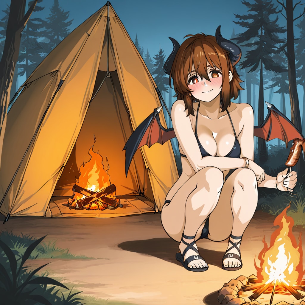 悪魔っ子テントの中で焚き火するなよ(笑)260710