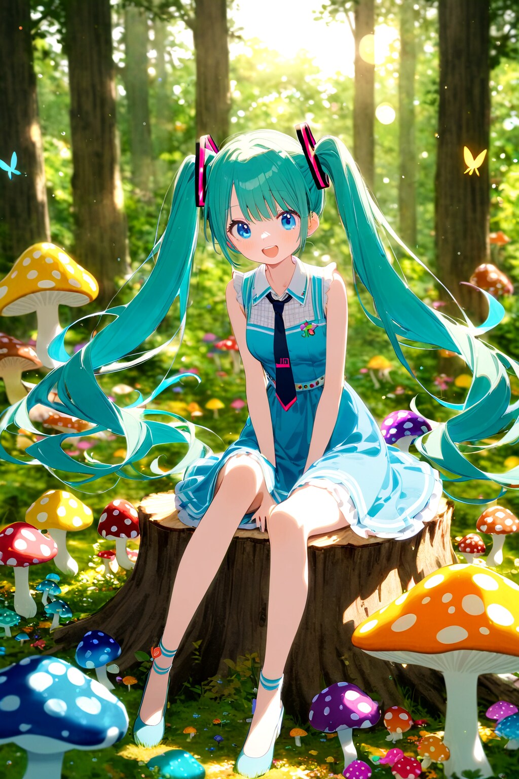 ミクとカラフルキノコの森