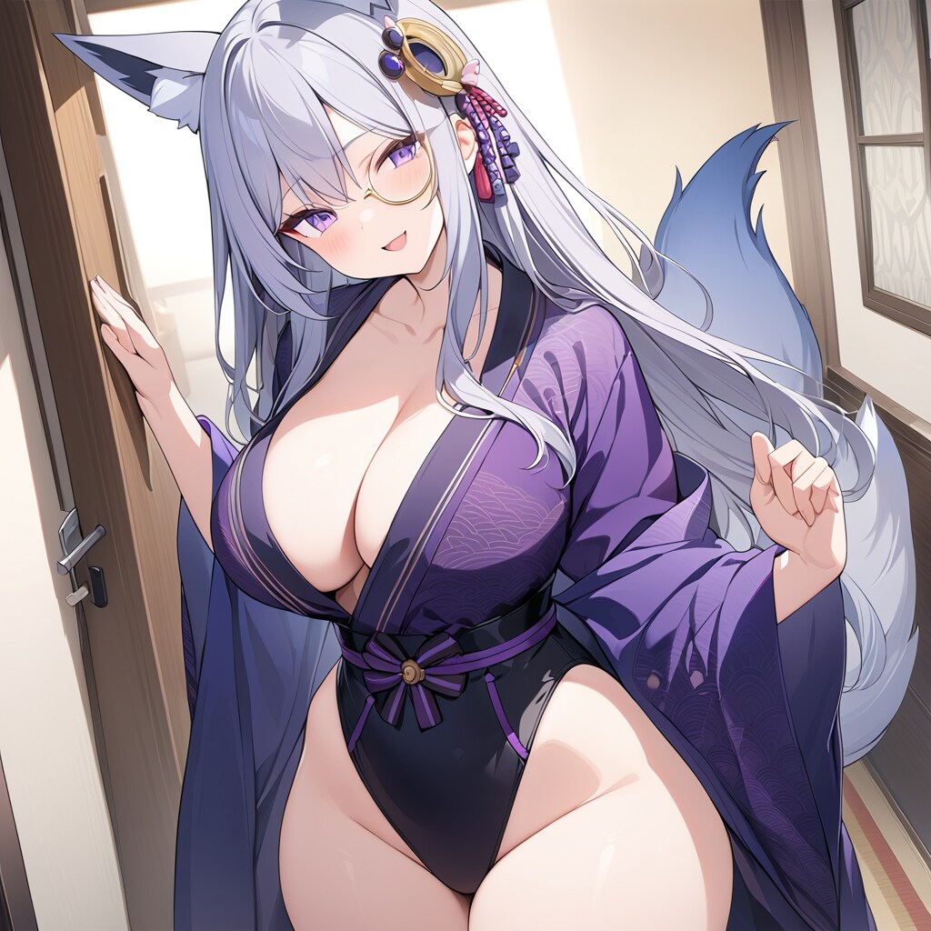 化け狐娼館の楼主 レオタード和服