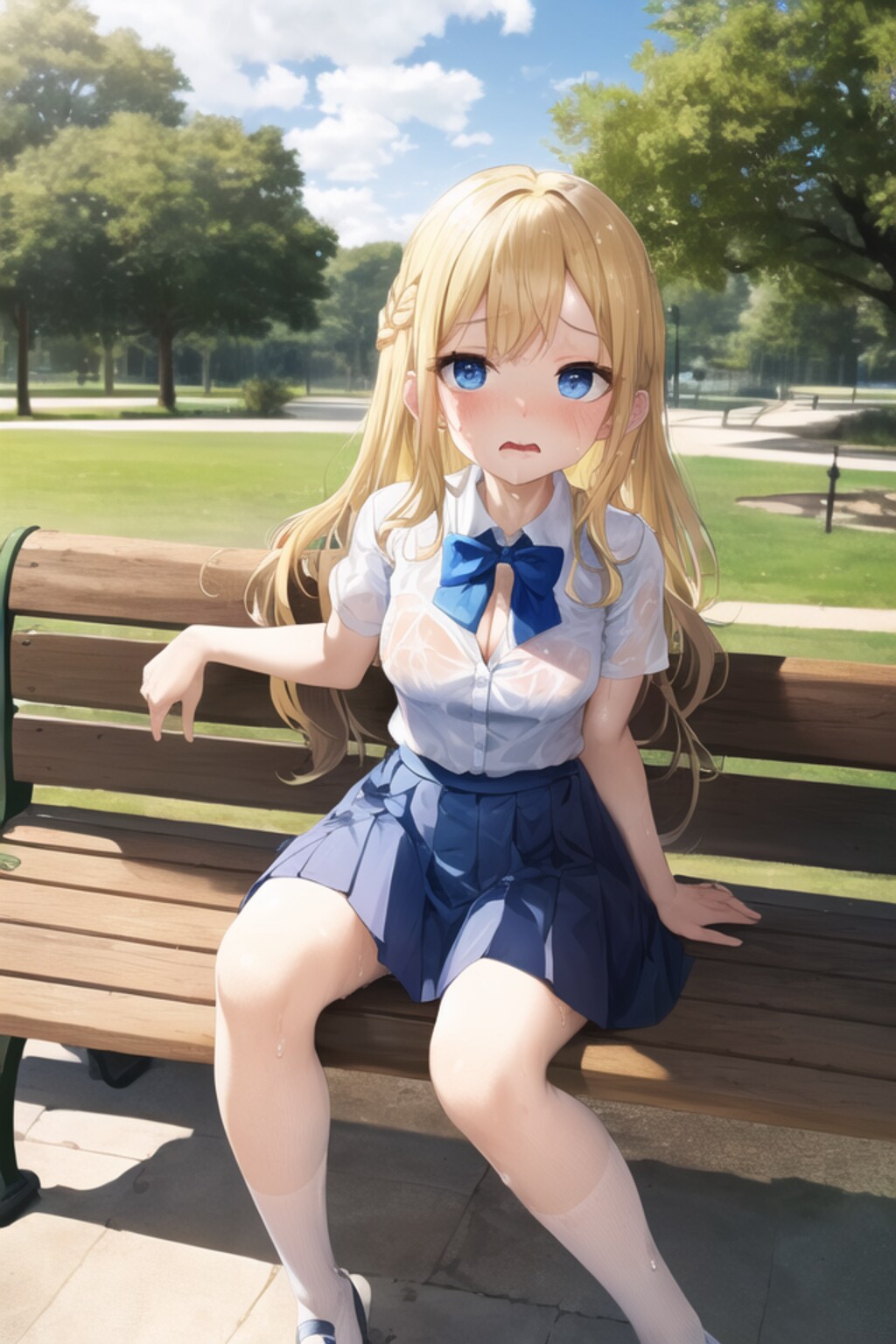 「あづい…もぅマヂ無理…」（Hipoly3D LoRAの階層別適用による顔変化検証＋ControlNet）