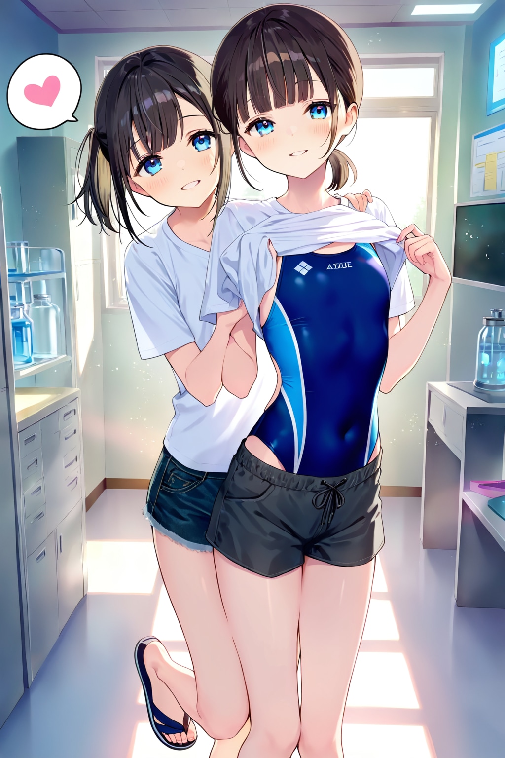 服の下は水着だよ〜