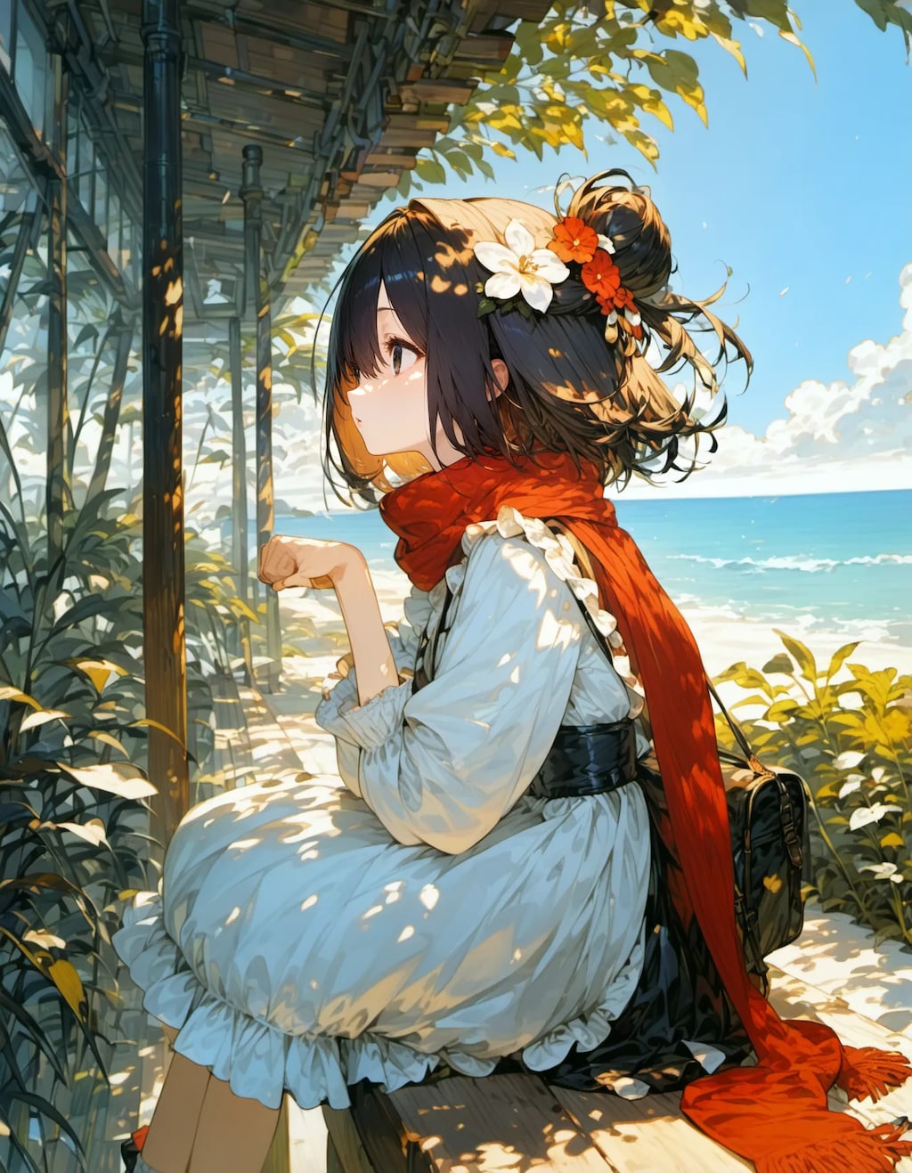 The Scarlet Scarf by the Sea