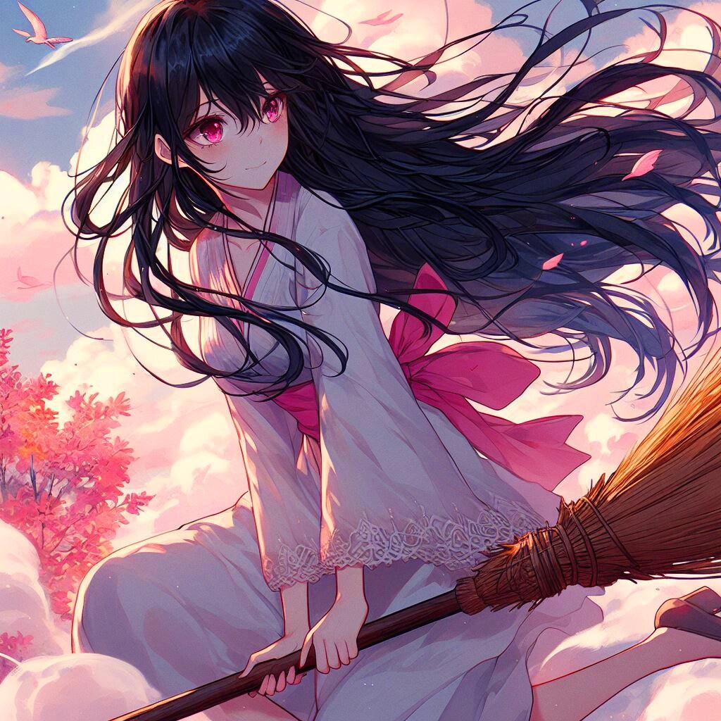 魔法で夕焼け空を飛ぶ、魔女なうちの子★(11枚)