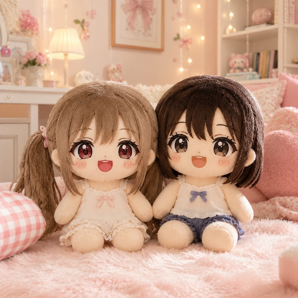 梢、椿のぬいぐるみ