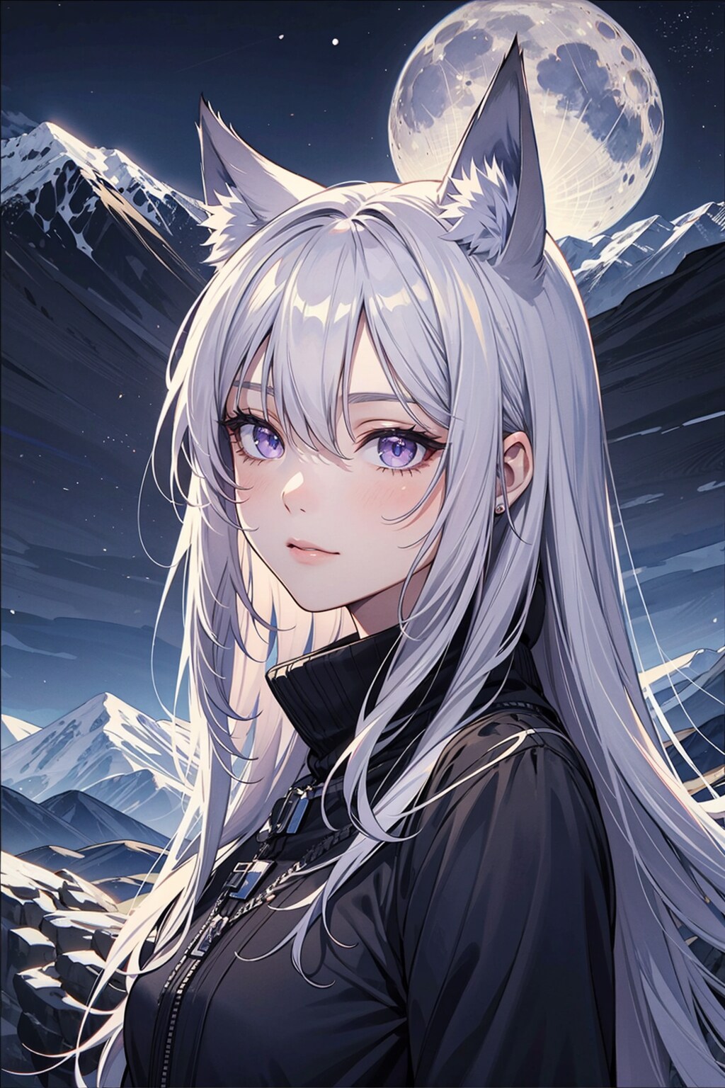 満月とケモ耳ちゃん