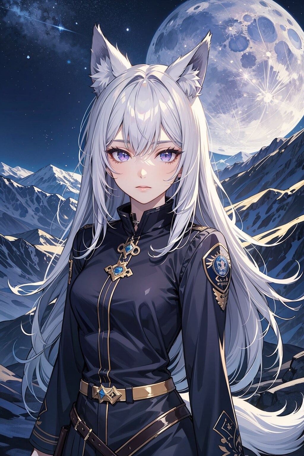 満月とケモ耳ちゃん | の人気AIイラスト・グラビア