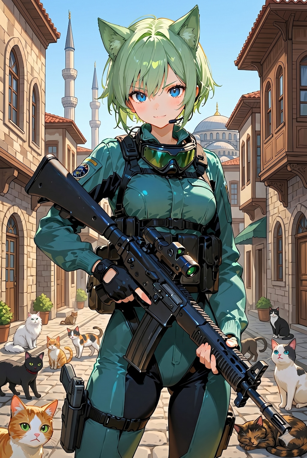 襲撃待機：猫の町