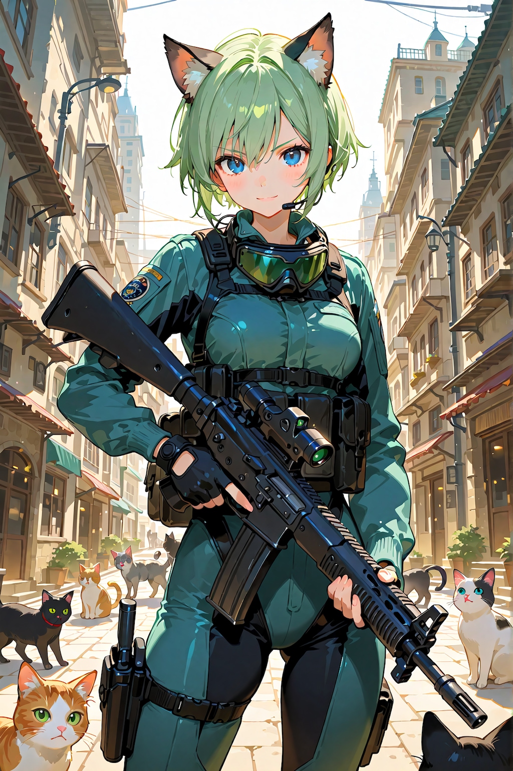 襲撃待機：猫の町