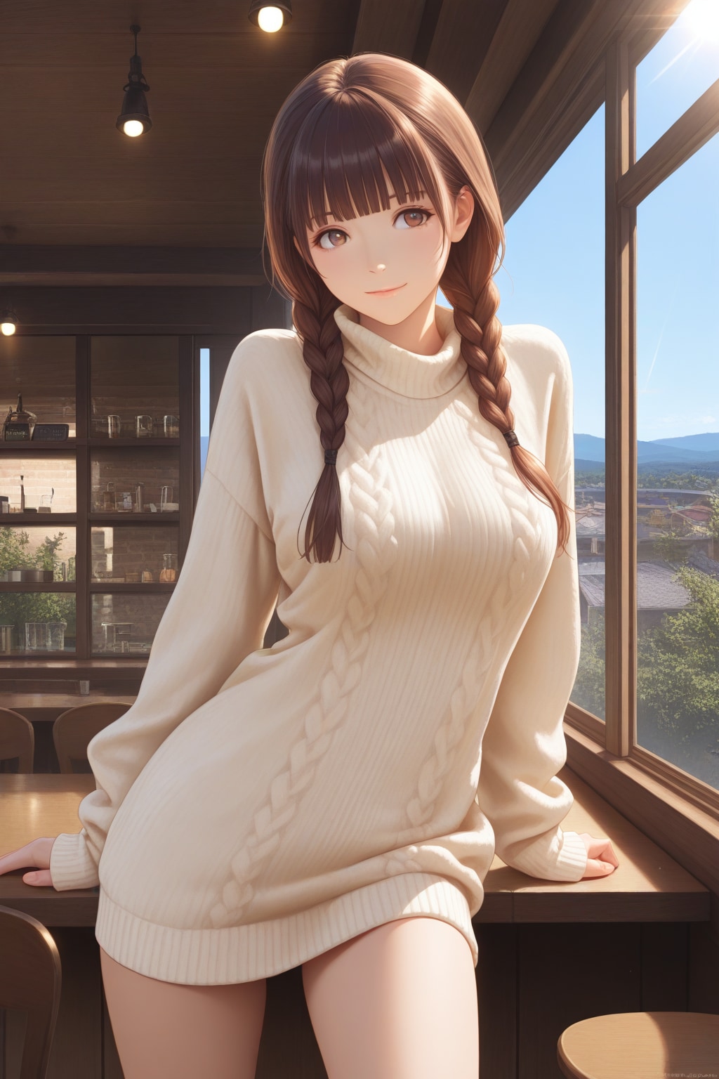 ふわふわニットのお姉さん