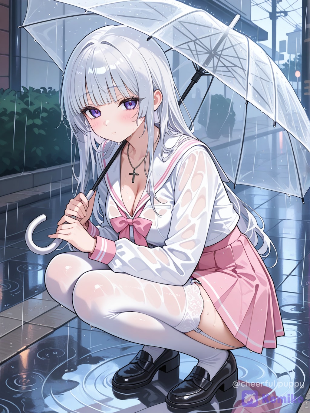 雨の中の待ち時間