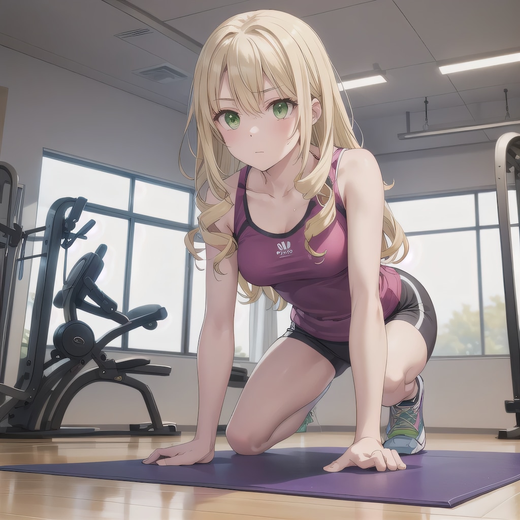 金髪ロングで筋トレの少女７