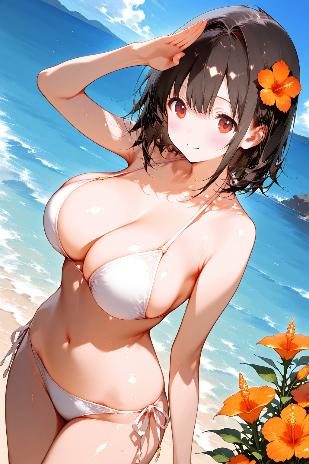 暑い夏は白ビキニのおっぱいを見て吹き飛ばせ!!