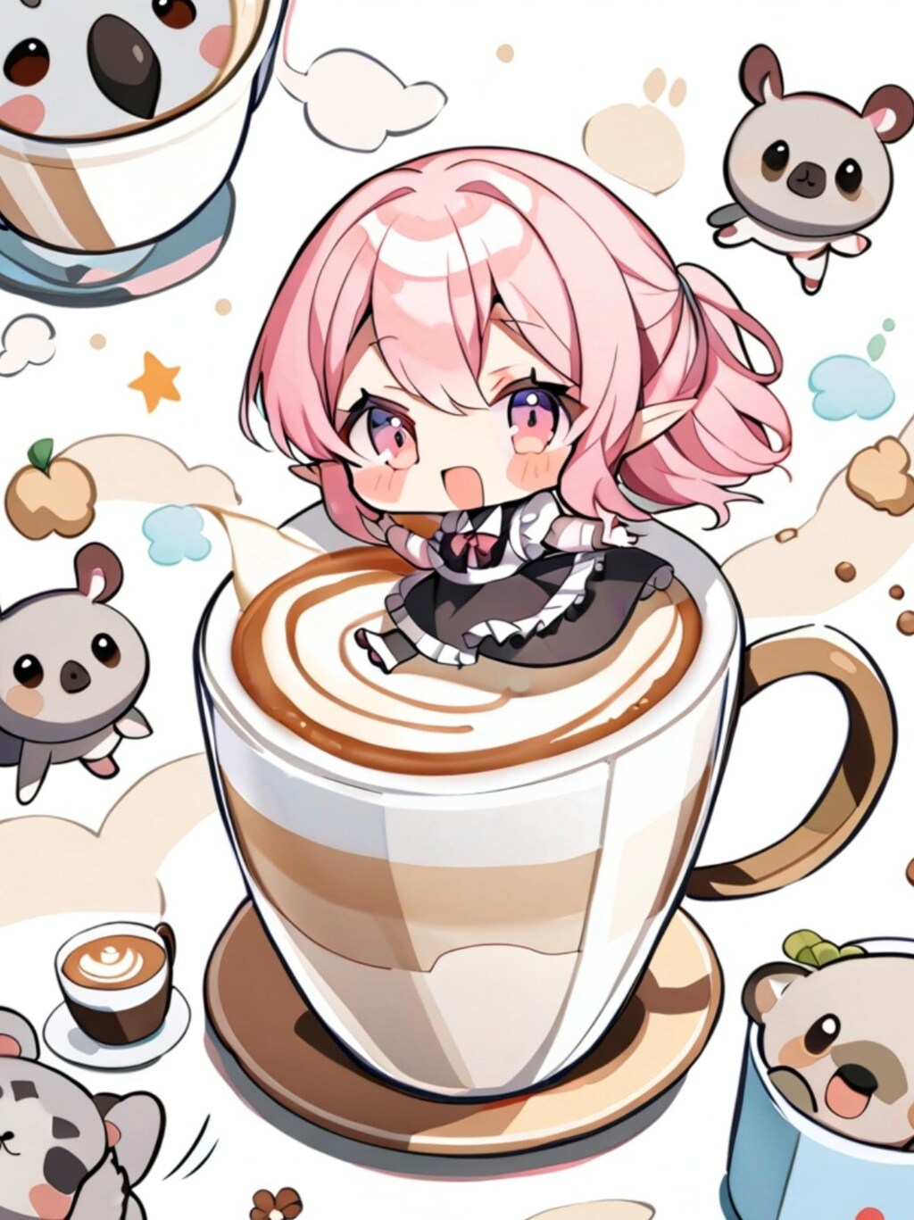 ピンク髪のエルフちゃんメイド