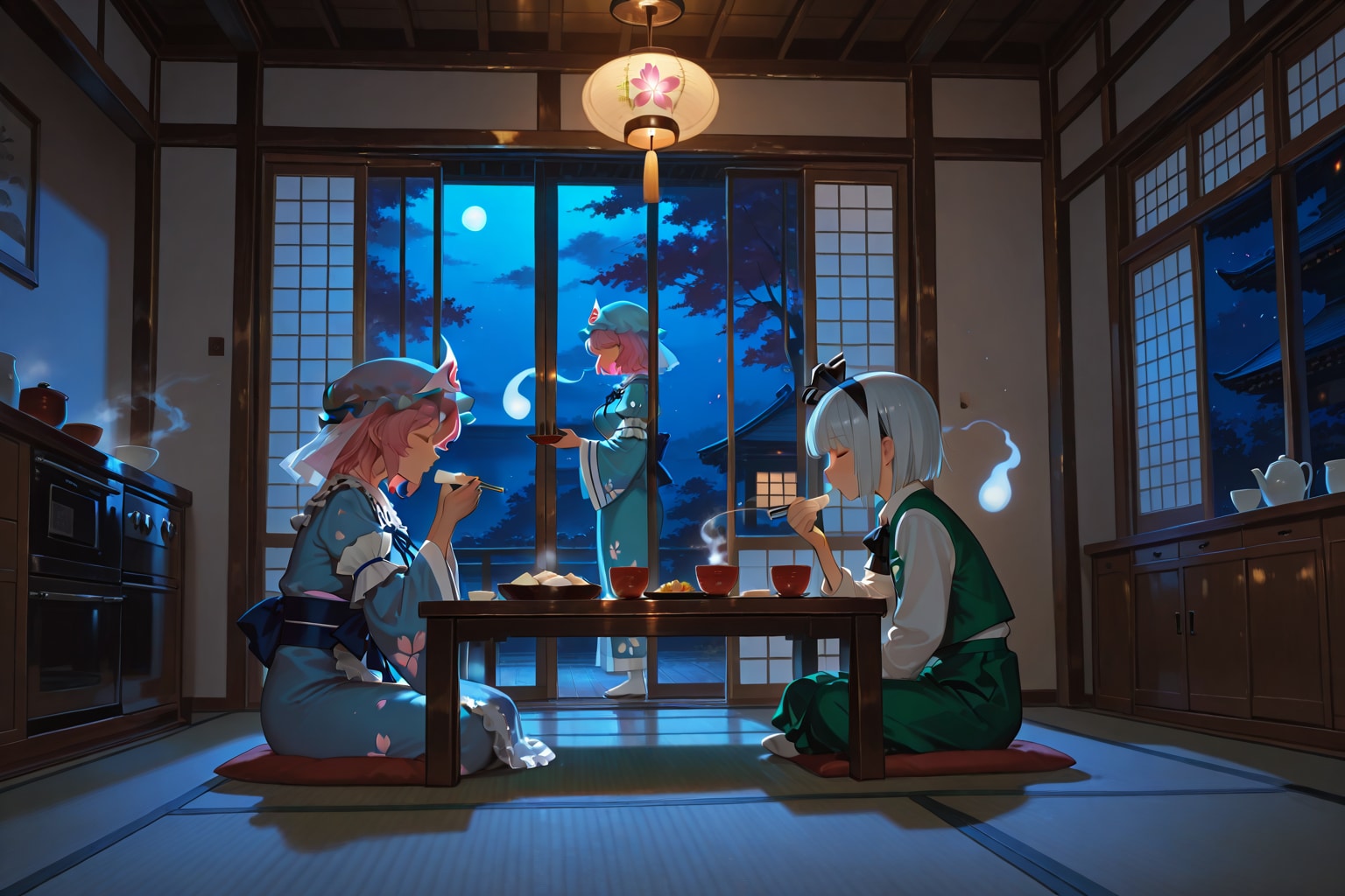 白玉楼の食卓３「夜八時の呪詛はほどける」 | の人気AIイラスト・グラビア