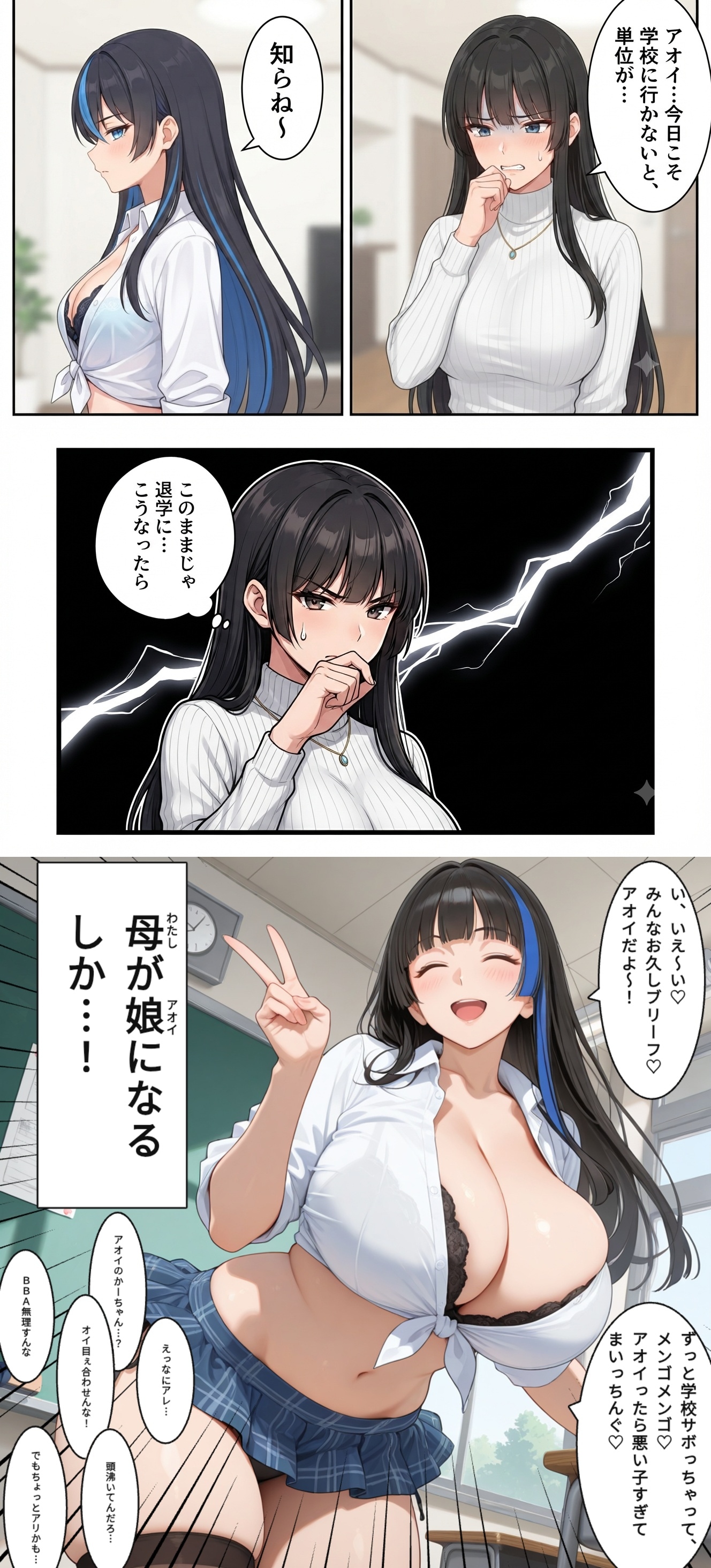 娘のかわりに登校するママ