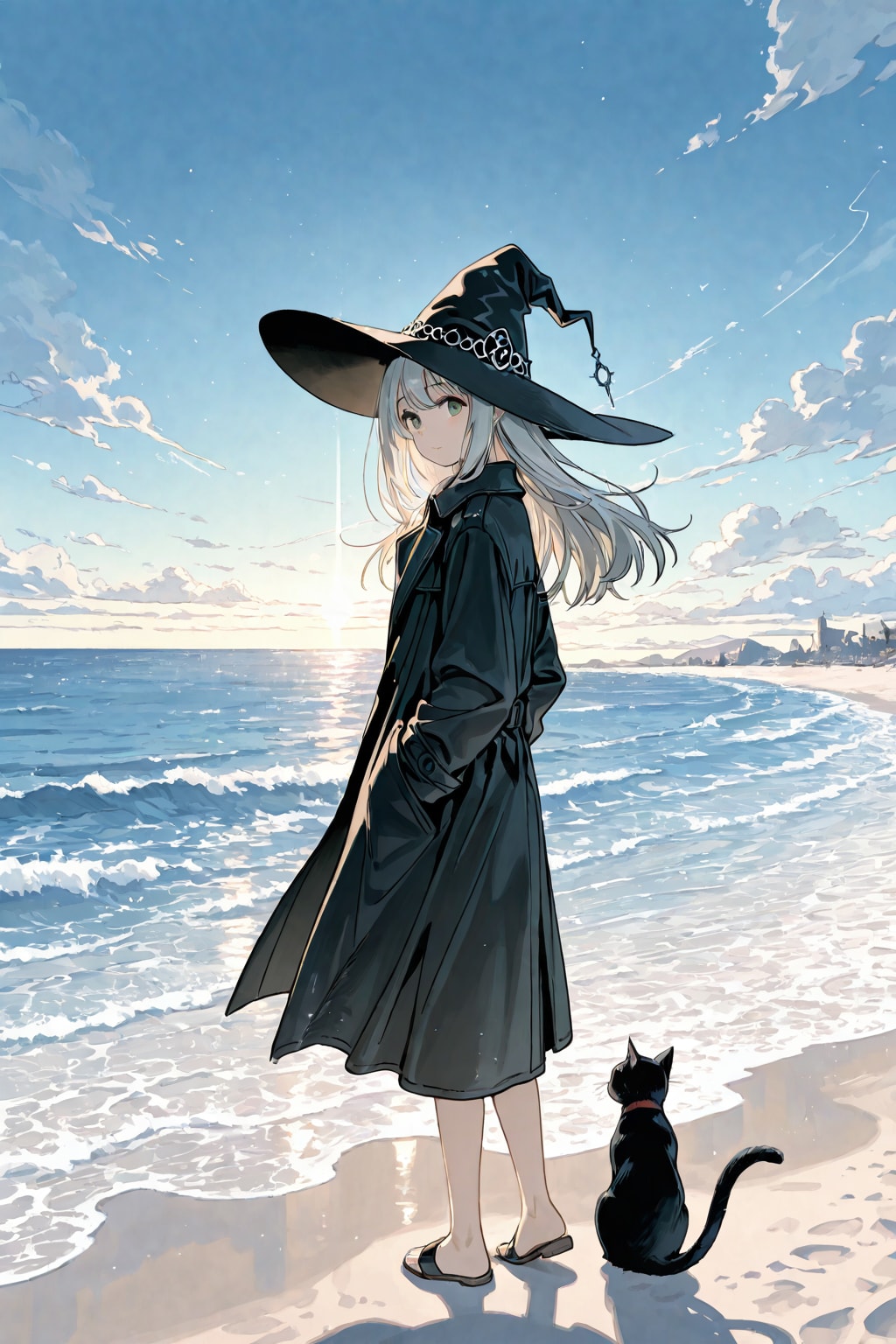 砂浜の魔女と黒猫