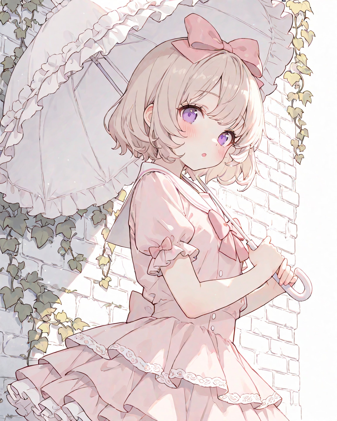 ピンクのセーラーカラードレス