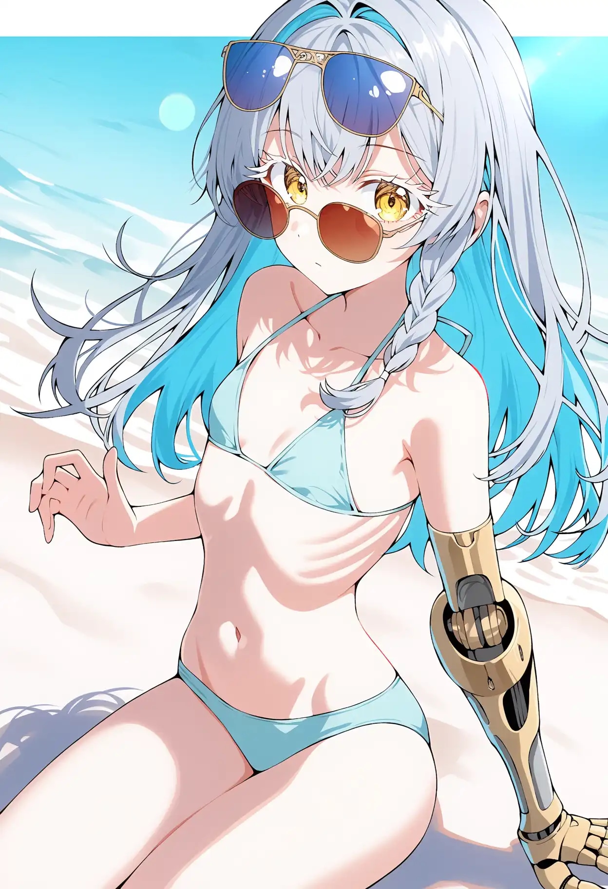 サングラスは借りたやつ