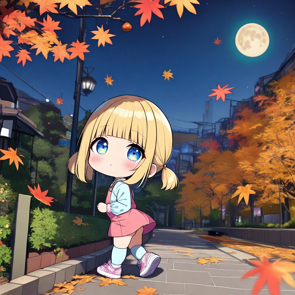 夜の満月に散歩