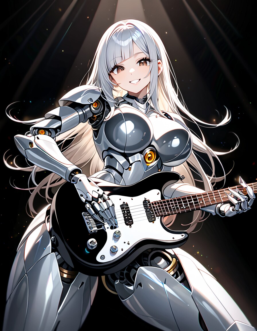 ギターを弾くメカ子 | の人気AIイラスト・グラビア