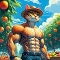 アクリル風 #果物収穫する農家の筋肉猫 3枚目