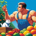 アクリル風 #果物収穫する農家の筋肉猫 4枚目