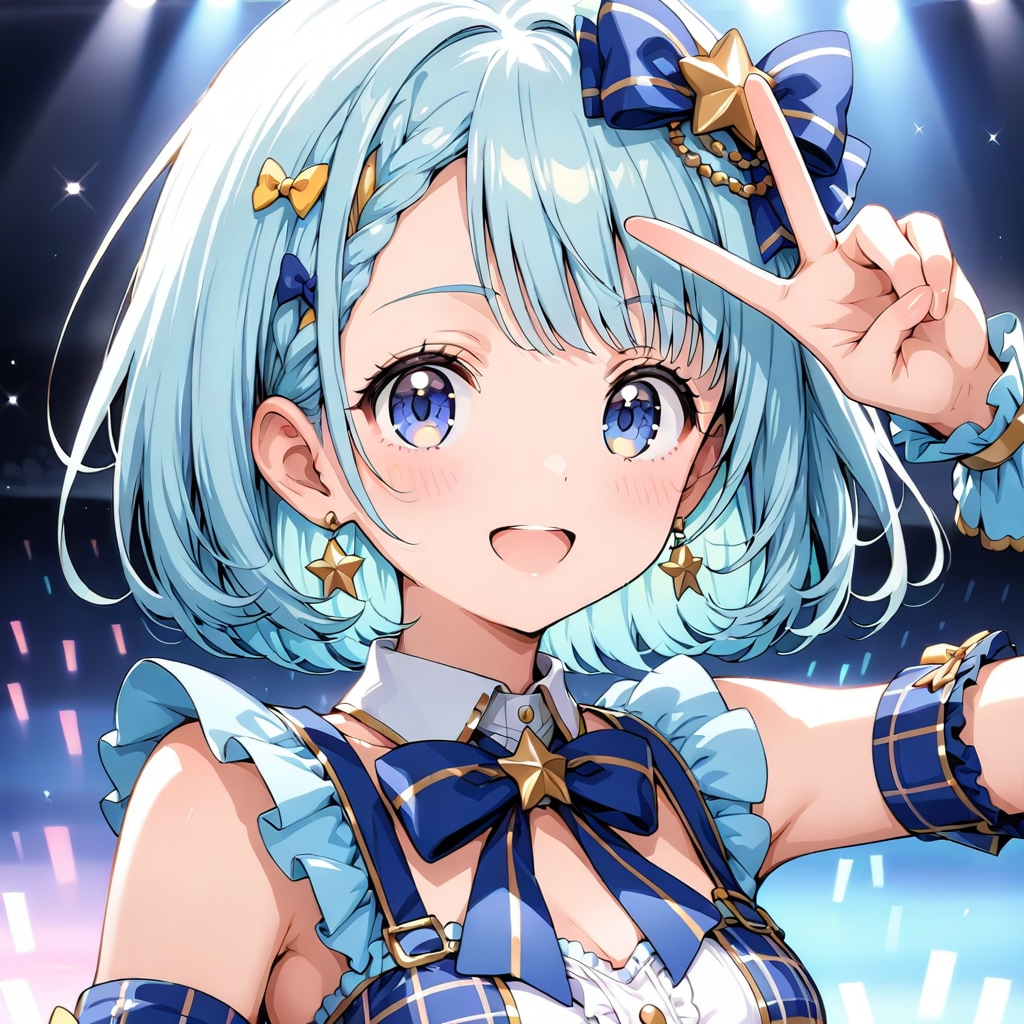 青髪アイドルちゃん | の人気AIイラスト・グラビア