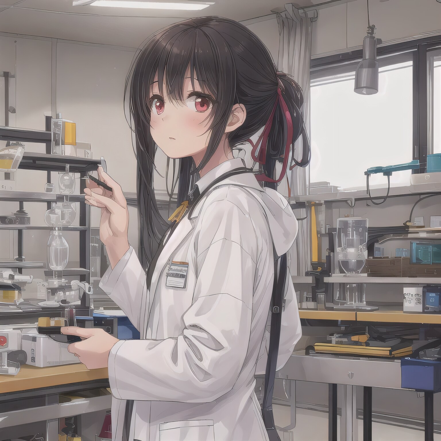 黒髪ロングで白衣の少女６１ | の人気AIイラスト・グラビア