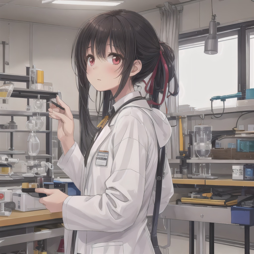 黒髪ロングで白衣の少女６１