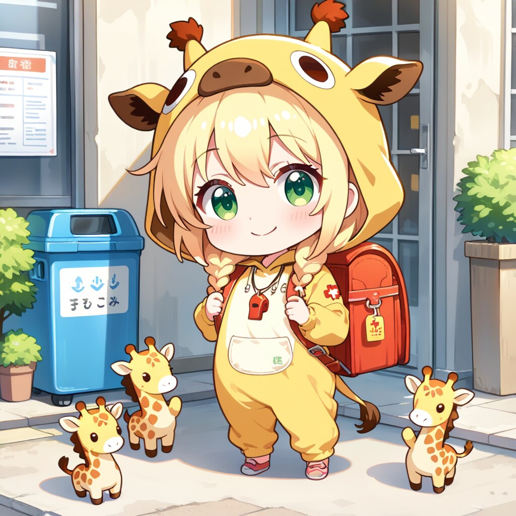 災害に備えるキリン着ぐるみちび子ちゃん | の人気AIイラスト・グラビア