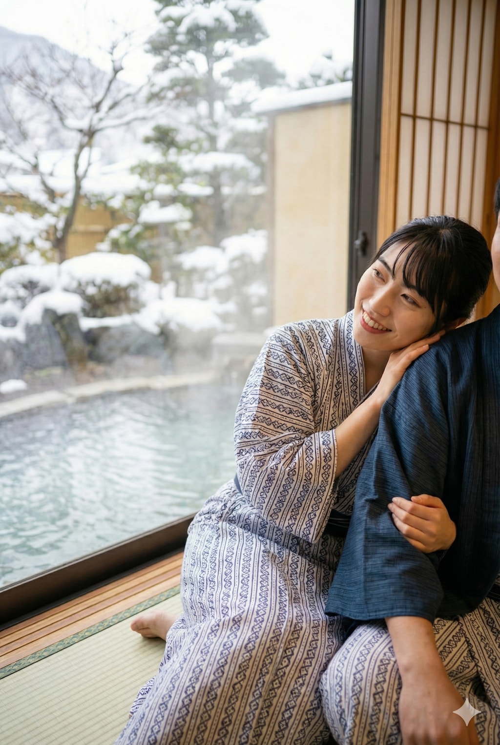 【冬の温泉デート】雪景色と浴衣の彼女と、最高に幸せな一泊二日
