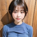 青ニットLoraでポロリ 5枚目