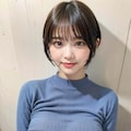 青ニットLoraでポロリ 10枚目