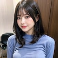 青ニットLoraでポロリ 4枚目