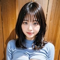 青ニットLoraでポロリ 12枚目