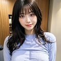 青ニットLoraでポロリ 7枚目
