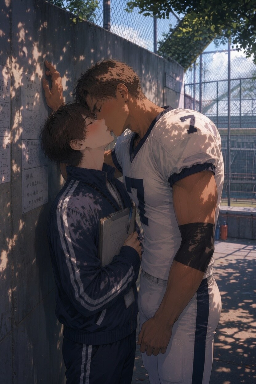 練習後の熱いキス....