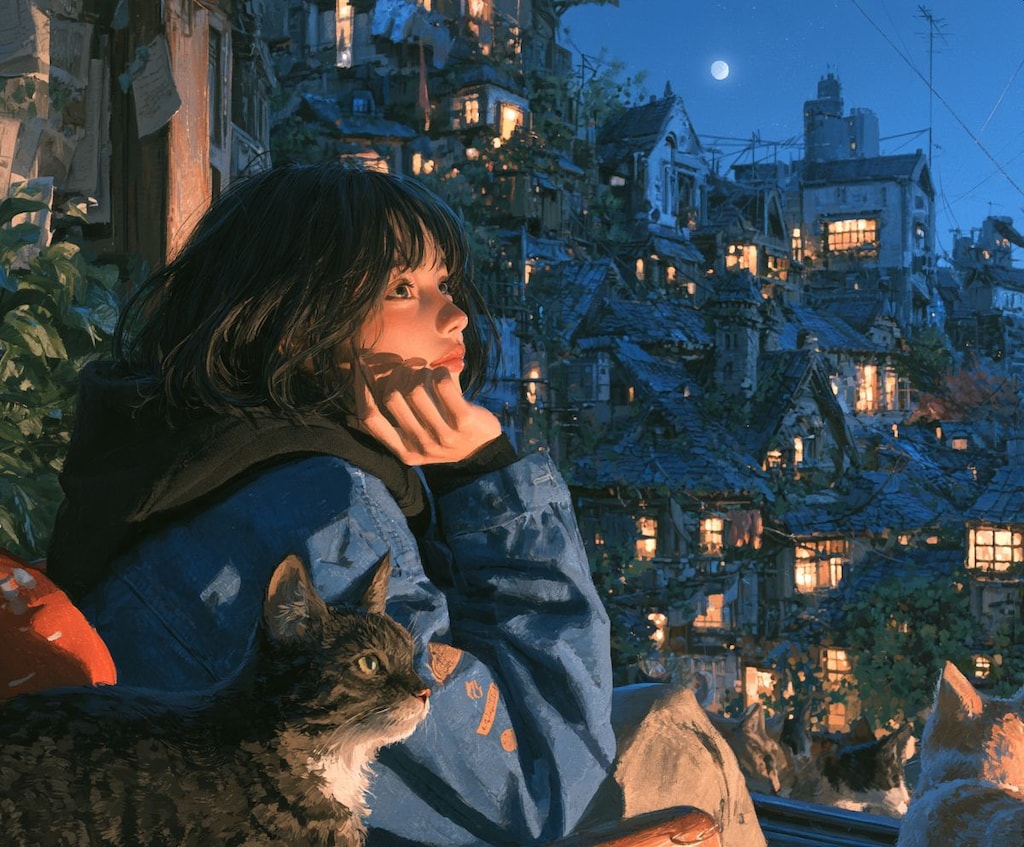 猫と月見