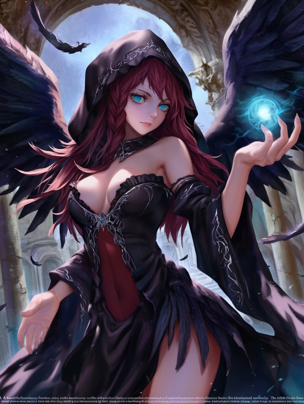 漆黒の翼に宿る蒼き魔力――紅髪の堕天使が導く、闇と光の幻想交響曲