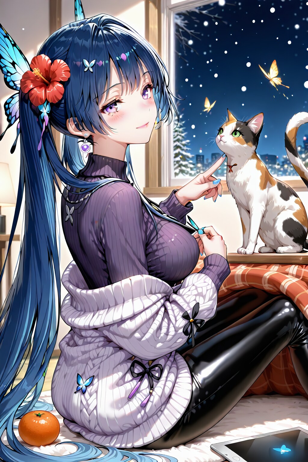 寒い日はやっぱりこたつよね❤️セーターに暖かレギンスでバッチリね❤️