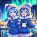 青髪少女と夜景（とペンギン） 3枚目