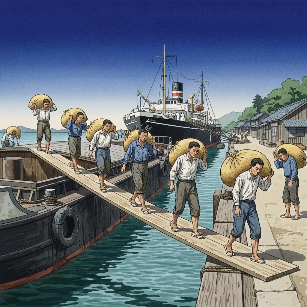 荷役(または沖仲仕)たち | の人気AIイラスト・グラビア
