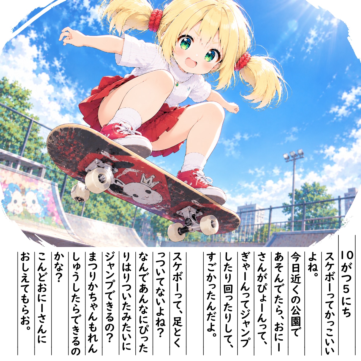 【絵日記】スケボーやってみたい | の人気AIイラスト・グラビア